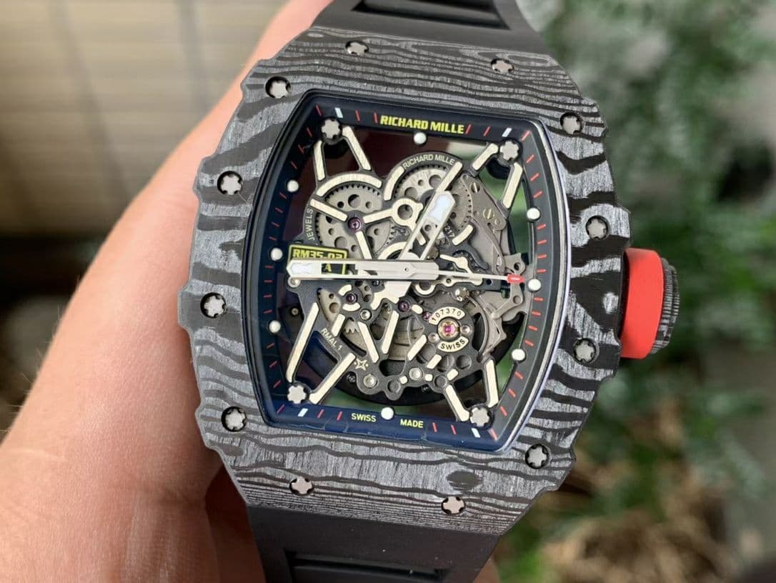 RM035-02 Real NTPT ZF 1:1 Best Edition Skeleton Dial on Black Rubber Strap V3