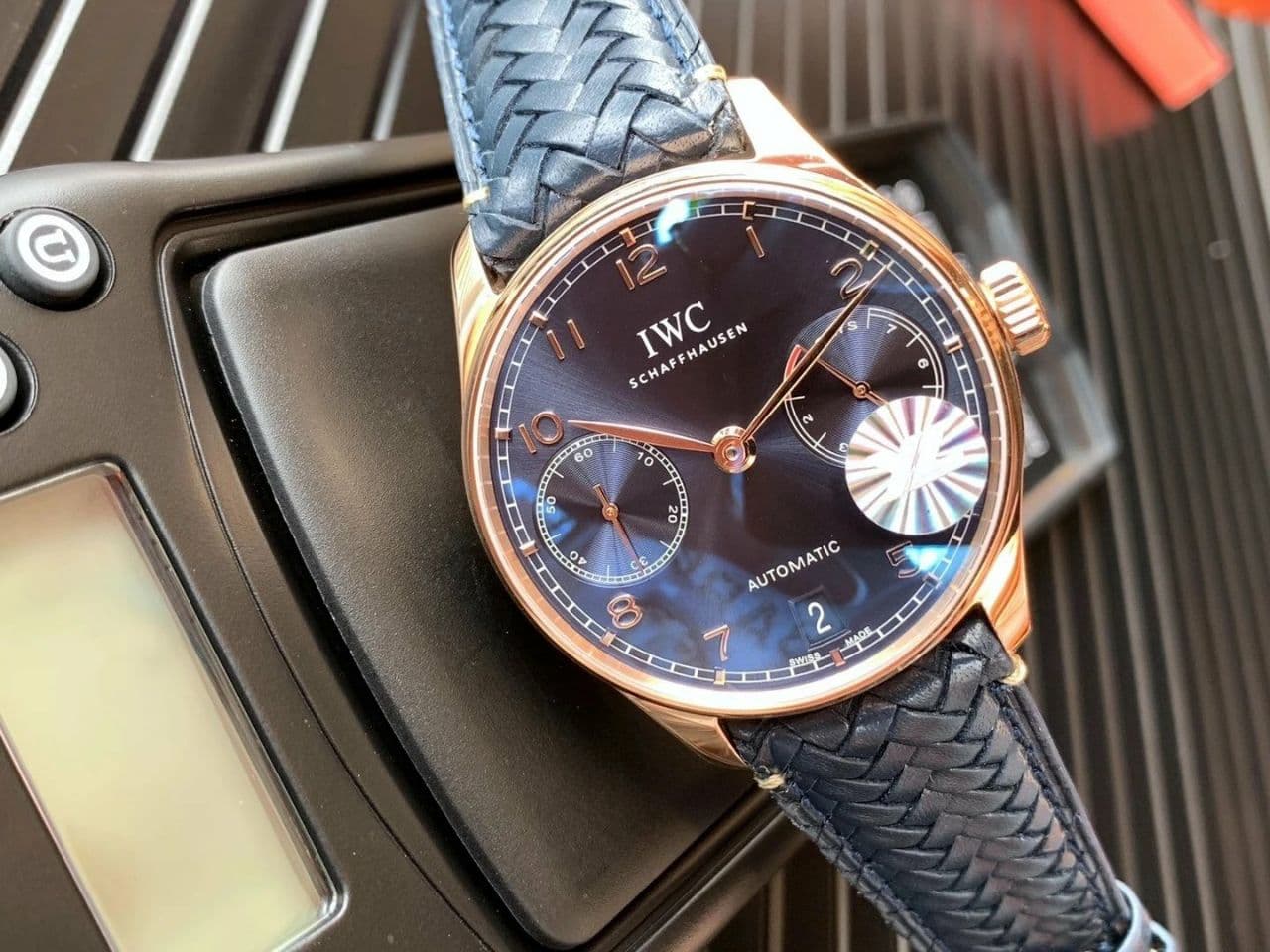 IWC PORTUGUESE CHRONO IW371606 ZF 1:1 BEST EDITION BLUE DIAL ON BLUE LEATHER STRAP A69355