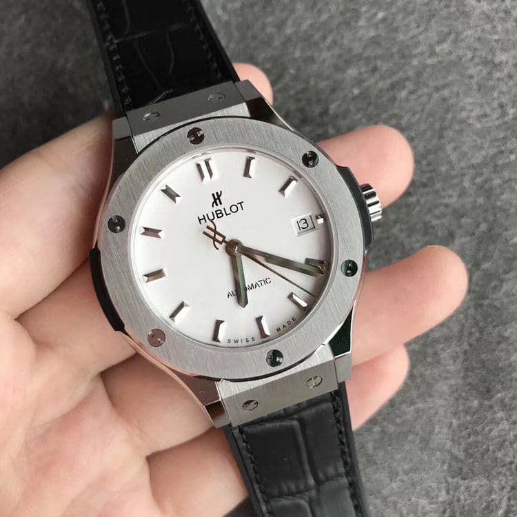 Classic Fusion 38mm Titanium JJF 1:1 Best Edition White Dial on Black Gummy Strap A2892 V2