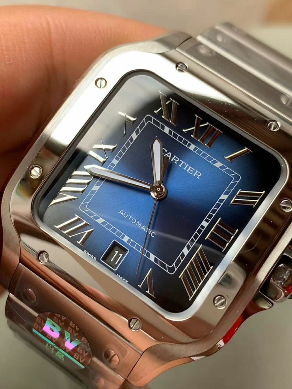 Santos de Cartier 40mm SS BVF 1:1 Best Edition Blue Dial on SS SmartLinks Bracelet MIYOTA 9015 V2