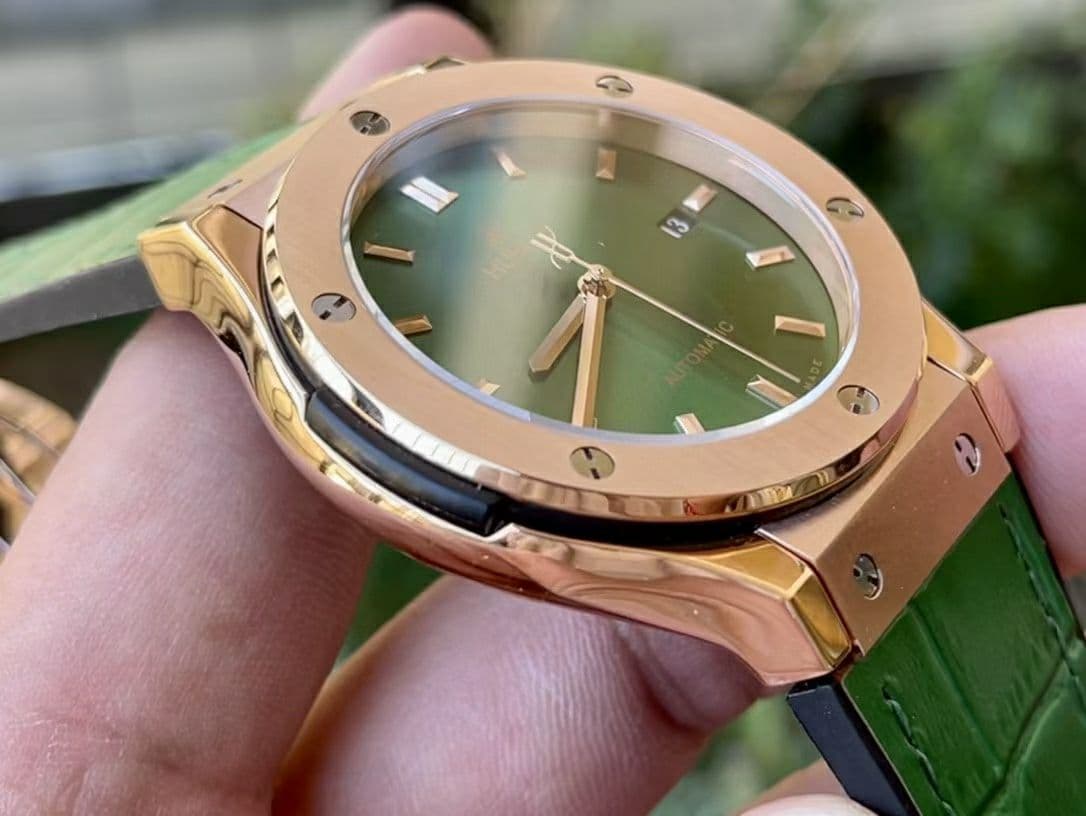 Classic Fusion 45mm SS HBF 1:1 Best Edition Green Dial on Green Gummy Strap A2892