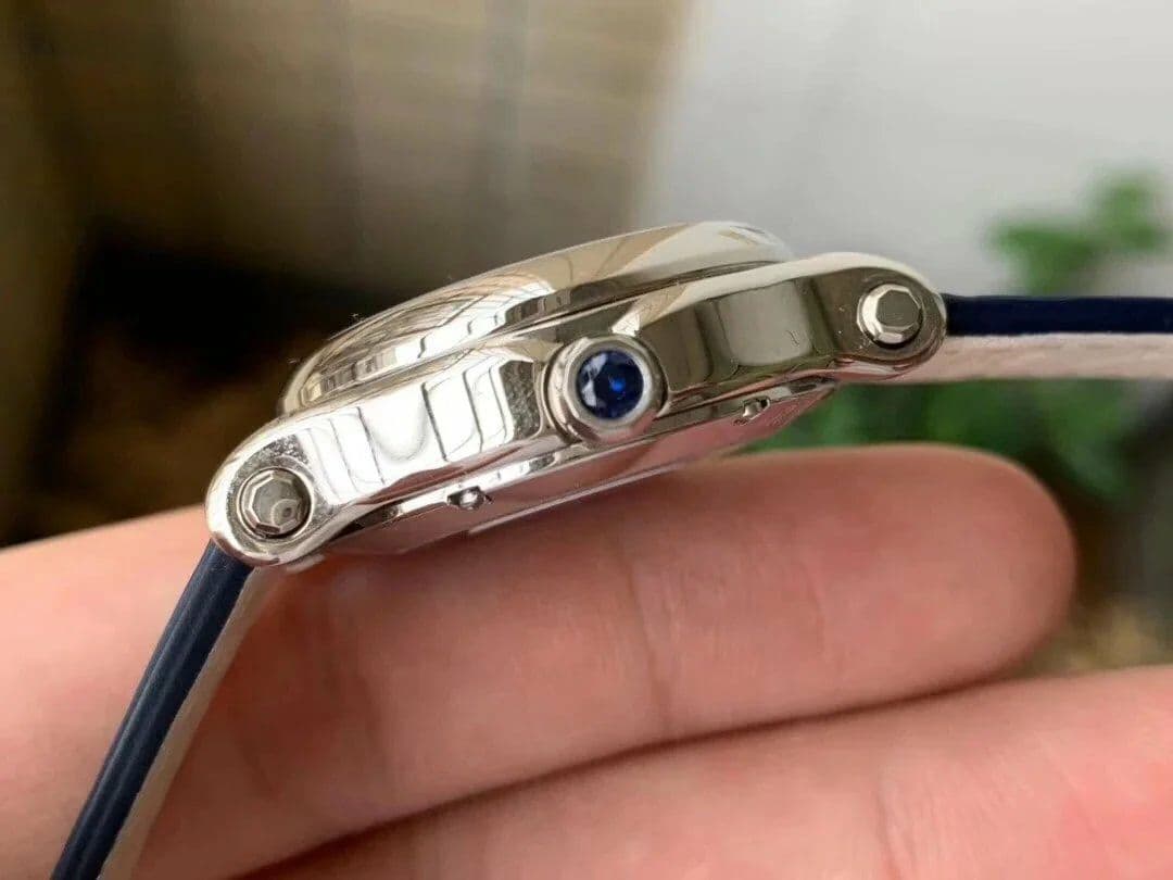 Happy Sport 36mm SS OXF 1:1 Best Edition Diamonds Bezel Blue Dial on Blue Leather Strap A2892