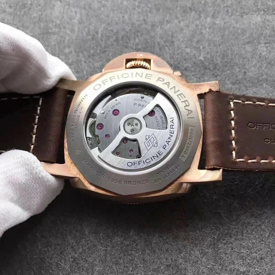 PAM968 V Bronzo VSF 1:1 Best Edition Brown Ceramic Bezel and Dial on Blue Calfskin Strap P.9010 Clone