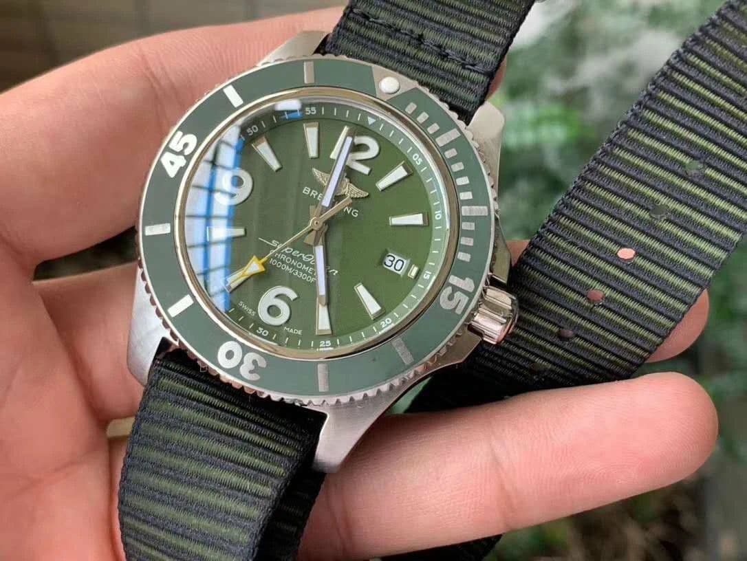 Superocean Automatic 44 TF 1:1 Best Edition Green Dial Green Bezel on Green Nylon Strap A2824