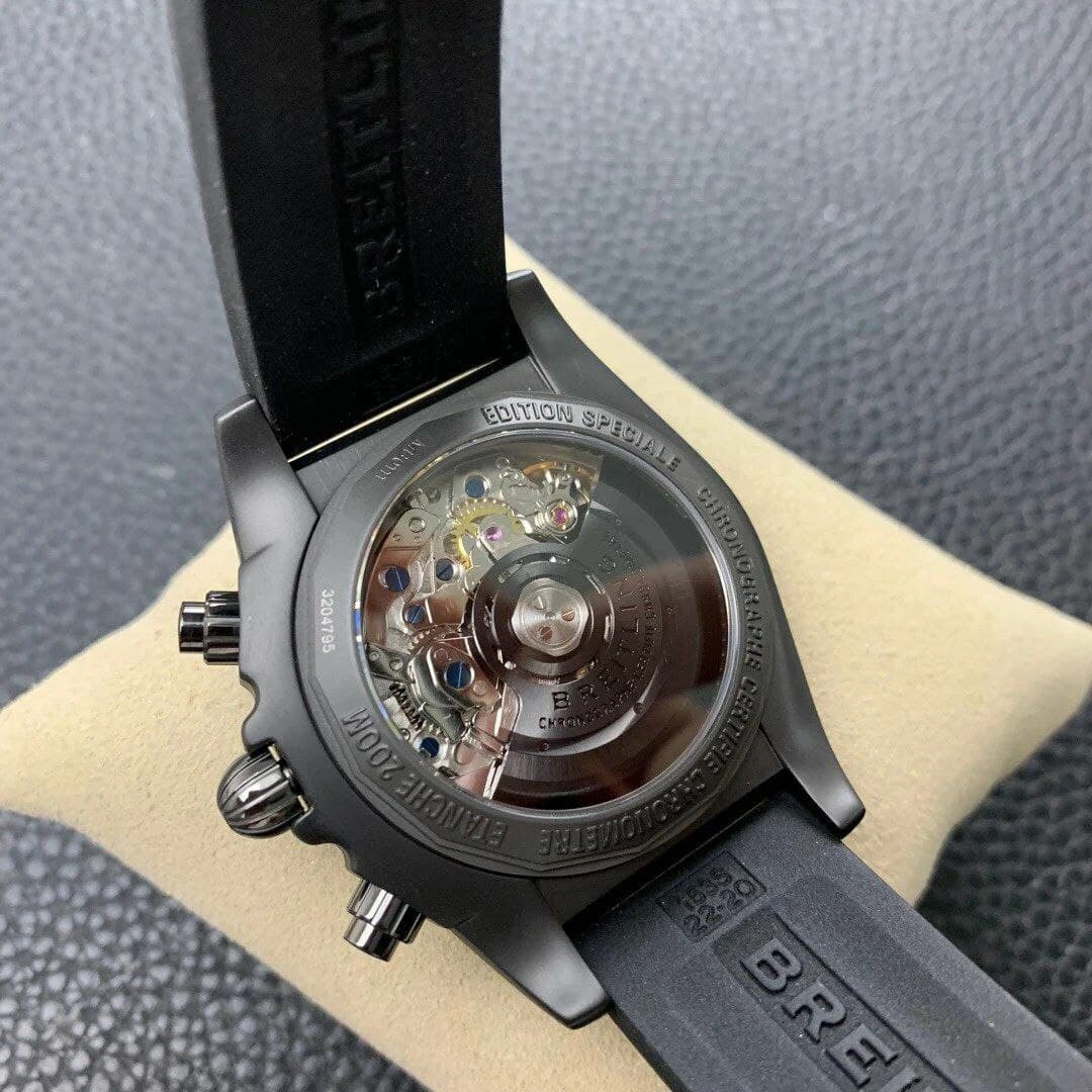 Chronomat 44mm Blacksteel GF 1:1 Special Edition Yellow Dial on Black Rubber Strap