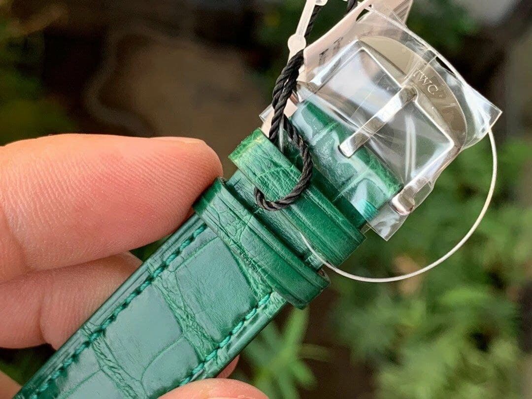 Portofino 37mm RG V7F 1:1 Best Edition Silver Dial Bezel on Green Leather Strap