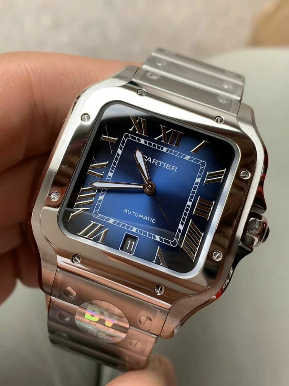 Santos de Cartier 40mm SS BVF 1:1 Best Edition Blue Dial on SS SmartLinks Bracelet MIYOTA 9015 V2
