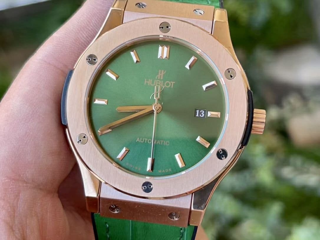 Classic Fusion 45mm SS HBF 1:1 Best Edition Green Dial on Green Gummy Strap A2892