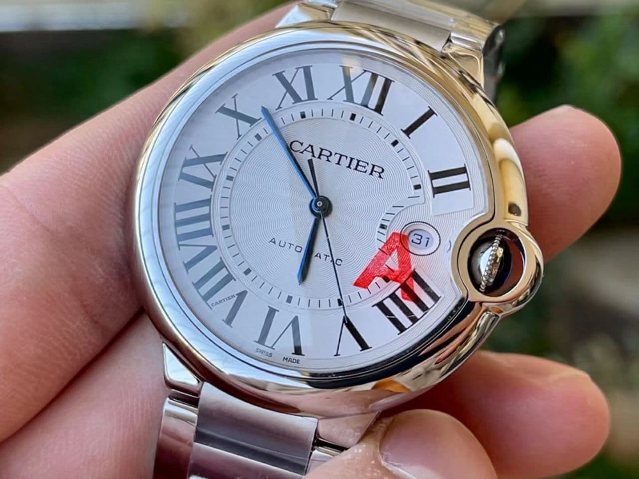 Ballon Bleu 42mm SS AF 1:1 Best Edition White Texture Dial on SS Bracelet A2824 V4