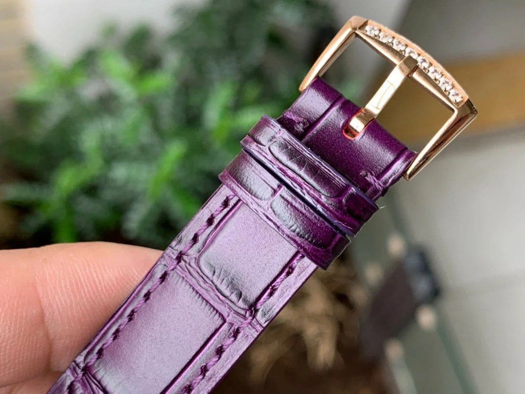 Color Dreams Tourbillon RG Diamond Roman Numerals Markers on Purple Croco Leather Strap