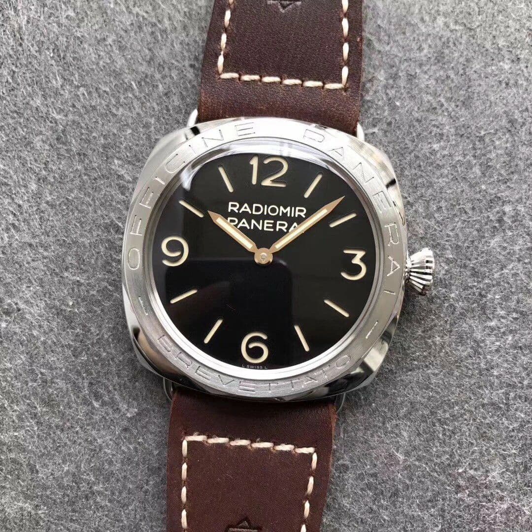 PAM685 Acciaio Brevettato ZF 1:1 Best Edition Black Dial on Brown Leather Strap P.3000 Super Clone